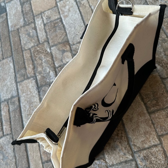 Never Used Black Cream Tote Bag with “C” on one side - Picture 3 of 7